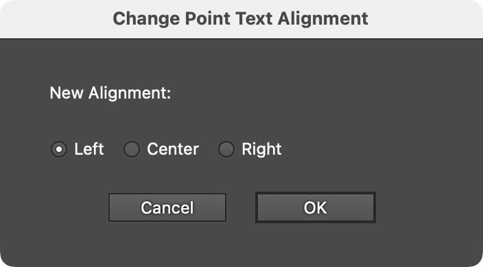 VectorFirstAid Point Text Alignment Dialog