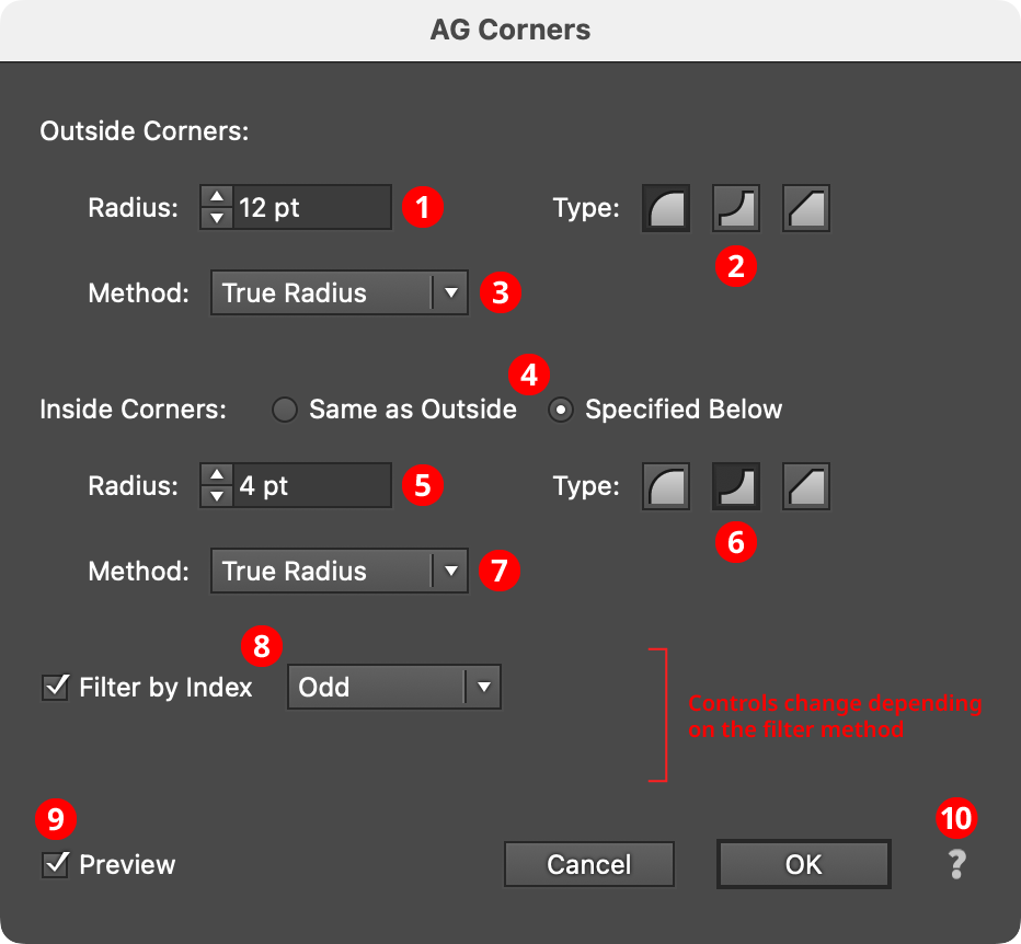 AG Corners Parameters Dialog