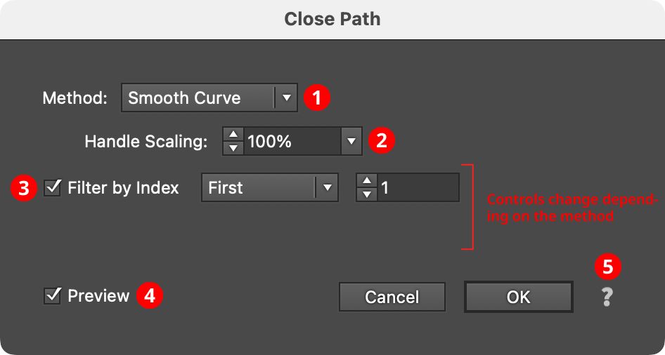 Close Path Parameters Dialog