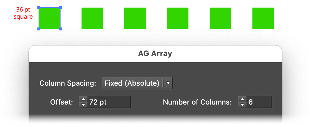 AG Array Spacing - Fixed (Absolute) Mode