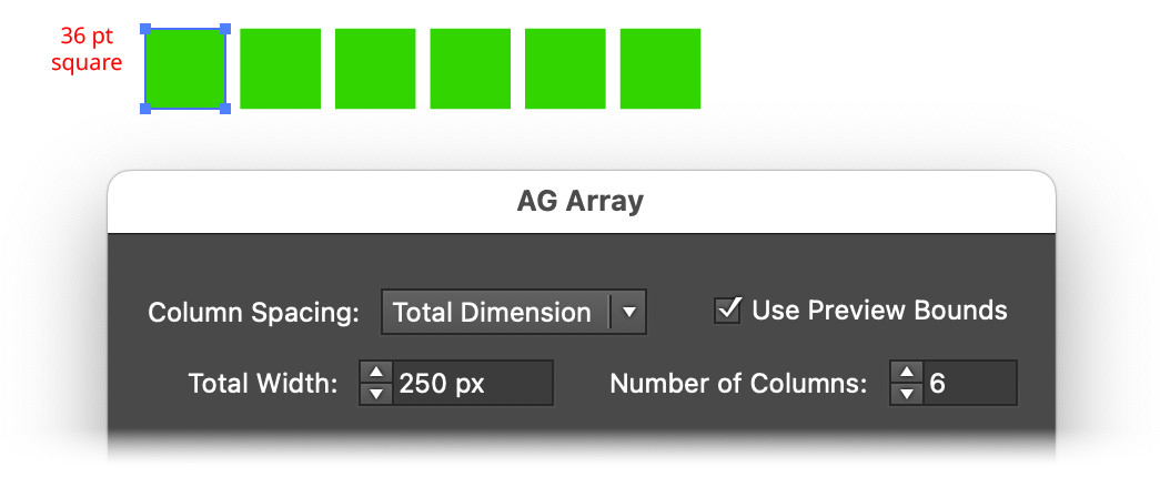 AG Array Spacing - Total Dimension Mode