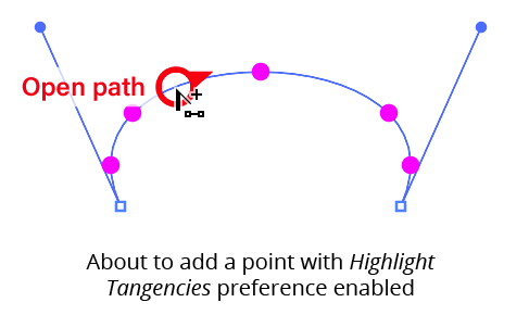 PathScribe add point highlight tangencies on the current path