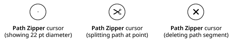 Path Zipper Tool Cursors