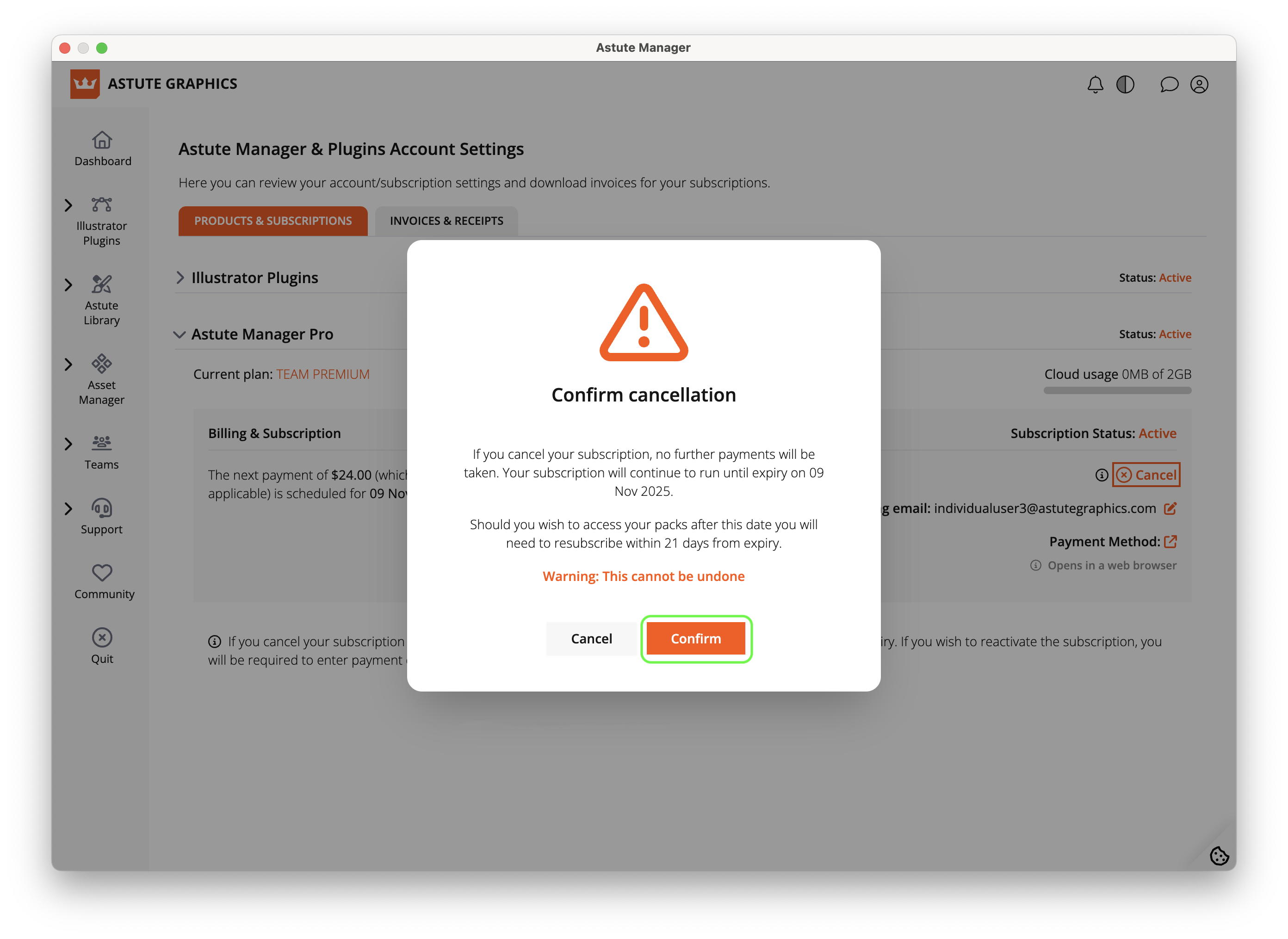 Subscription - Cancel Am Pro subscription