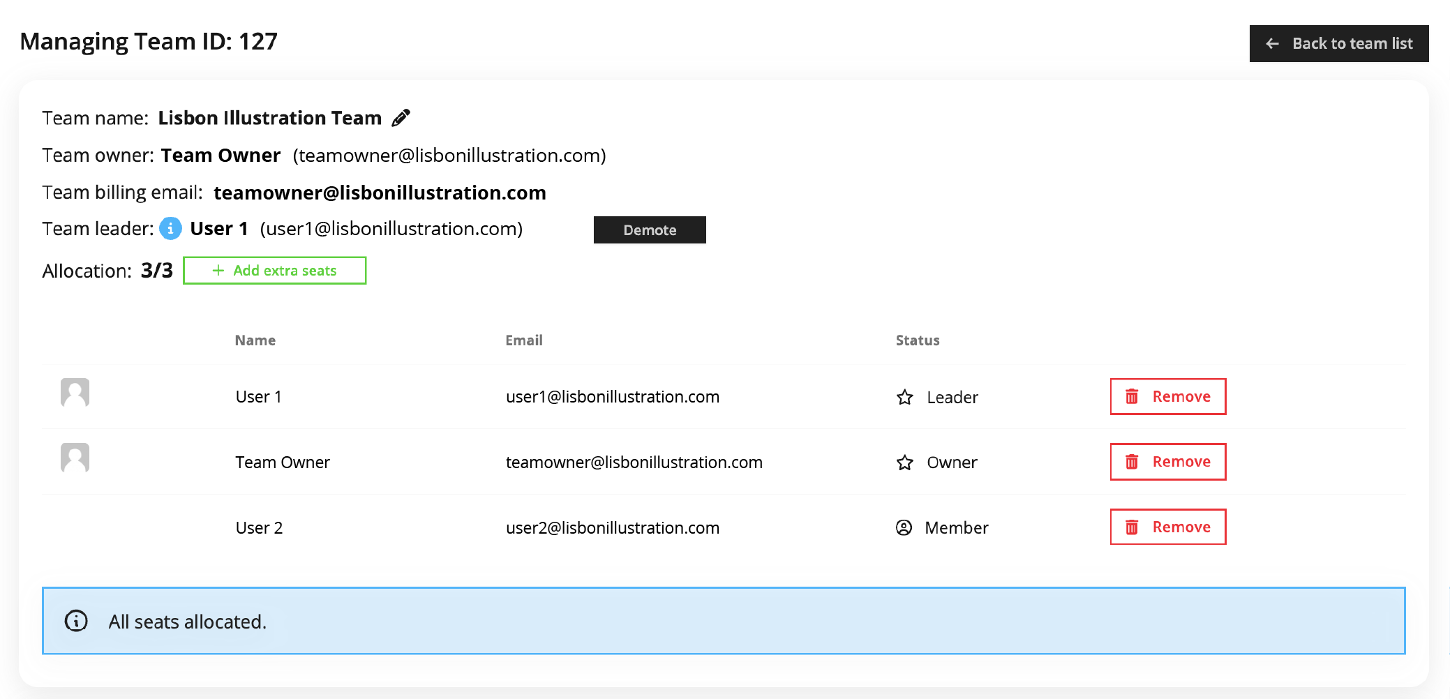 All seats allocated notification